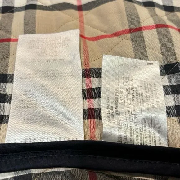 BURBERRY London Navy Blue Quilted Check Lined Jacket